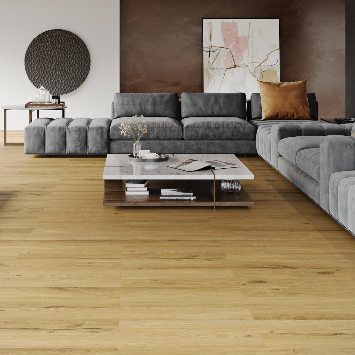 Klick-Vinyl Holzoptik Eiche Honig mit integrierter Dämmung - 1 Paket 1,80 m²