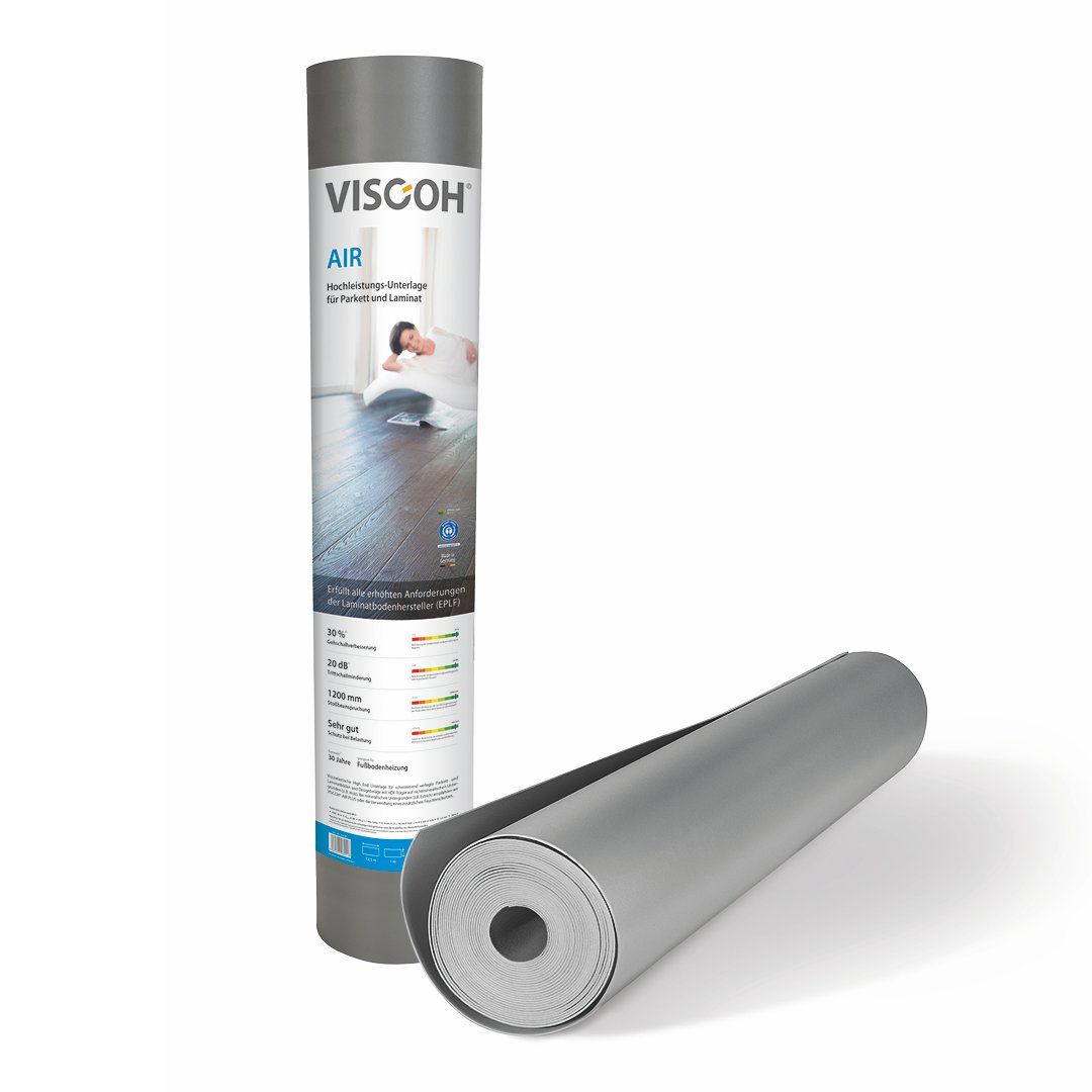 Ausgepackte und eingepackte Rolle Trittschalldämmung