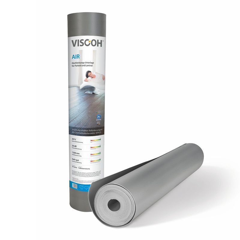 Ausgepackte und eingepackte Rolle Trittschalldämmung