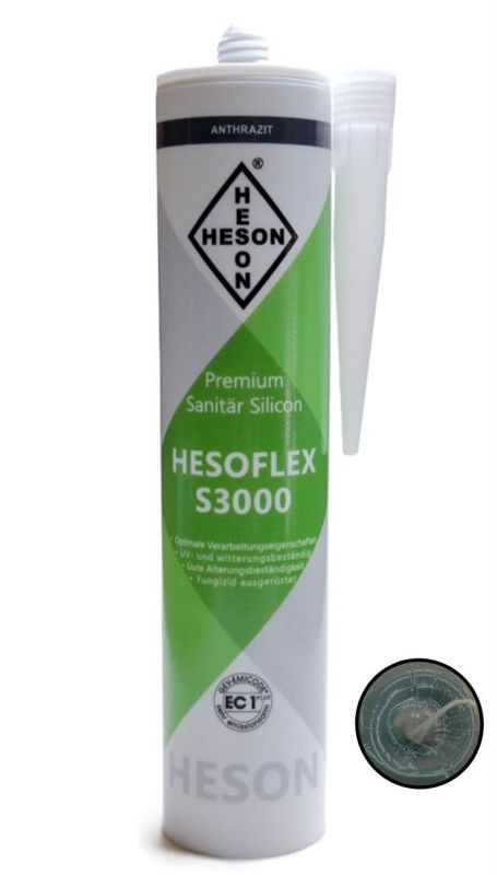 Silikon in der Farbe Anthrazit in einer Kartusche