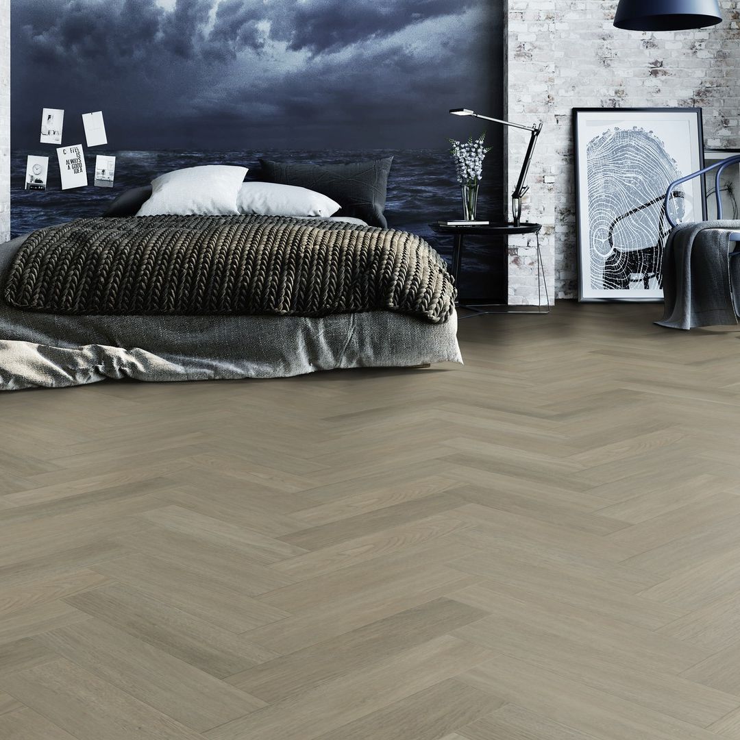 Klebe-Vinyl Holzoptik Fischgrät New England Oak Sand 32 Maximus - 1 Paket 1,404 m²