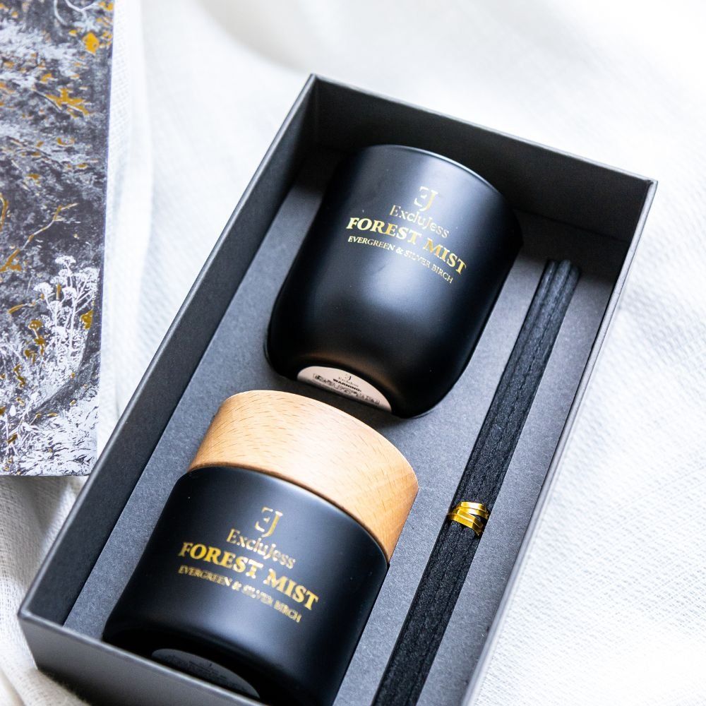 Forest Mist Gift set geurstokjes &amp; kaars - Evergreen &amp; Silver Birch