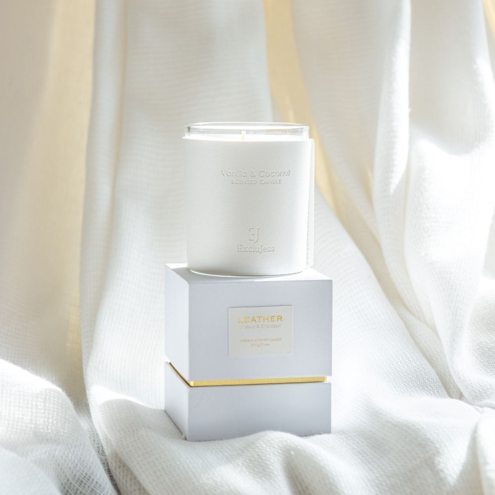 Premium leder geurkaars - Vanilla &amp; Coconut