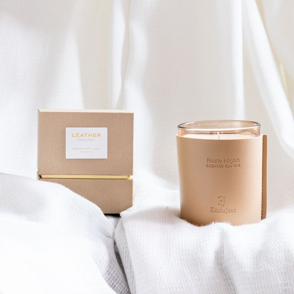 Premium leder geurkaars - Frosty nights