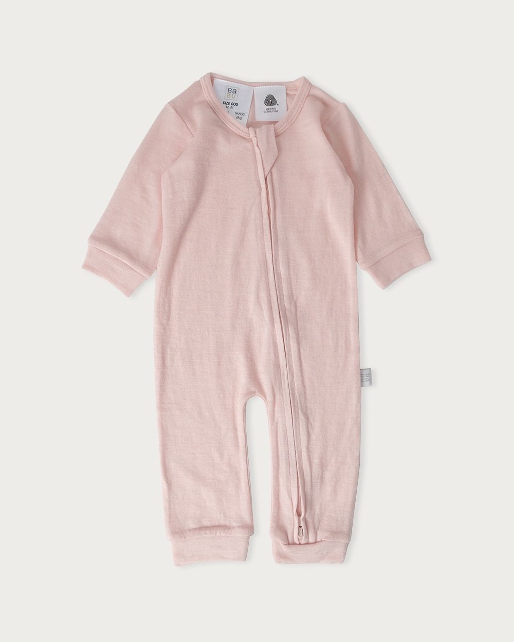 Babu Merino Footless Onesie Babu Merino Footless Onesie, Colour: Chalk Pink, Size: Prem
