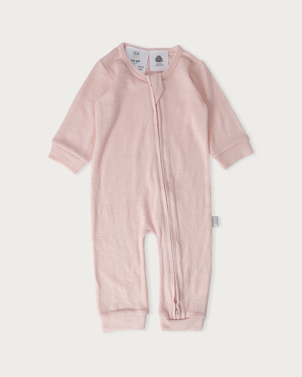Babu Merino Footless Onesie, Colour: Chalk Pink, Size: Prem