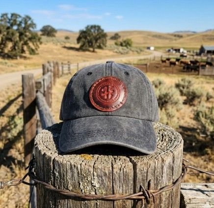 NO. 303 Leather Dad Hat - Stonewashed Black with Mahogany