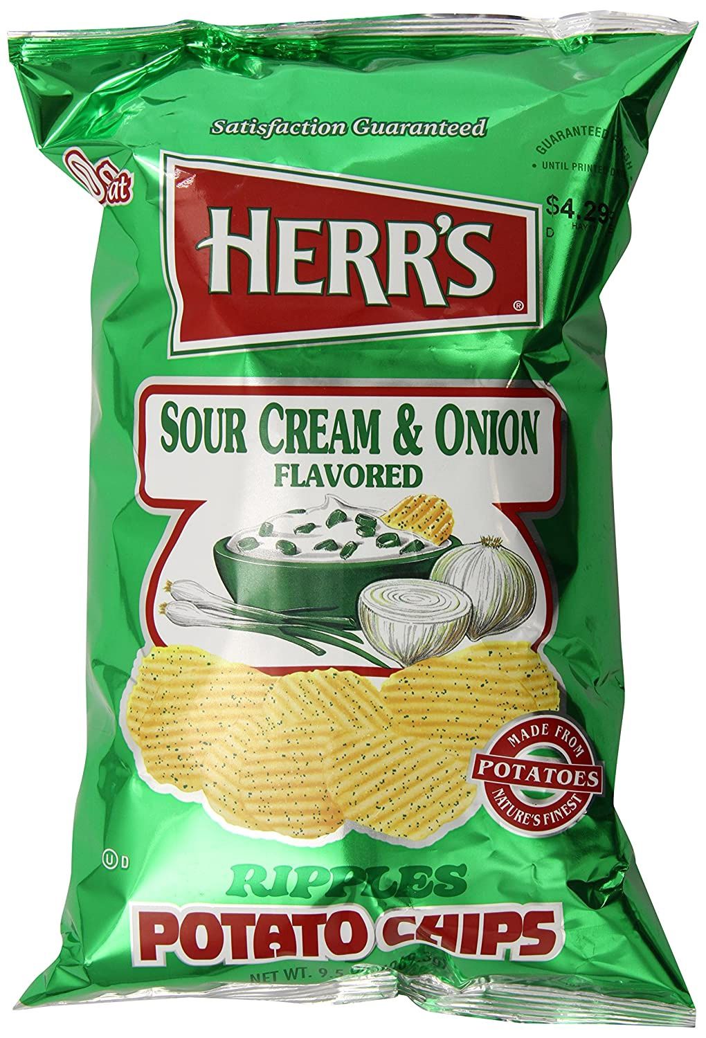 HERR'S SOUR CREAM &amp; ONION RIPPLE CHIPS
