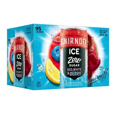 SMIRNOFF SELTZER ZERO RED WHITE &amp; BERRY 12PK CAN