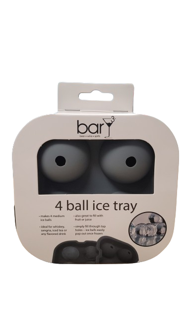 BARY3 SILICONE ICE TRAY 4 BALLS GREY