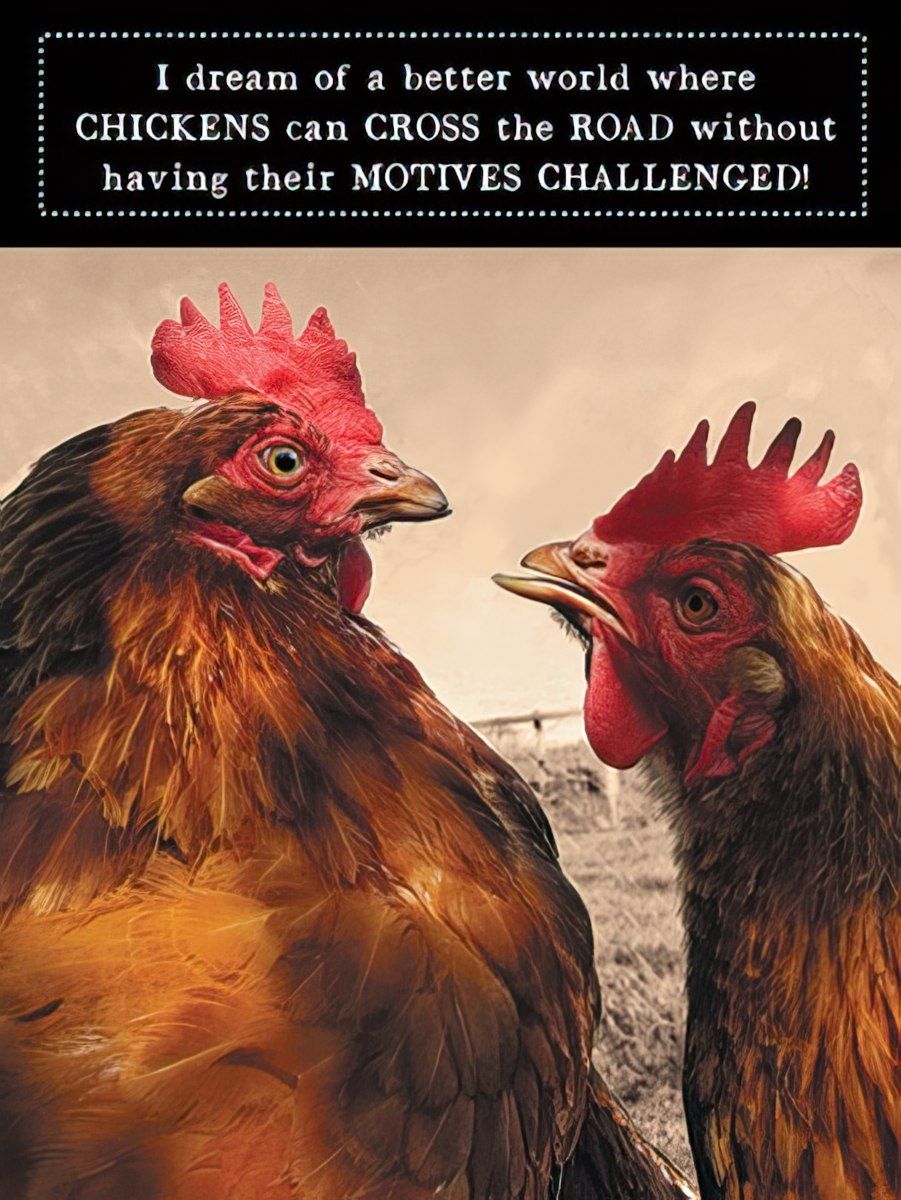 I DREAM OF A BETTER WORLD WHERE CHICKENS CAN CROSS