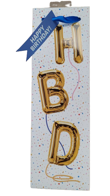 HBD BALLOON SNGL BTL BIRTHDAY WINE BAG