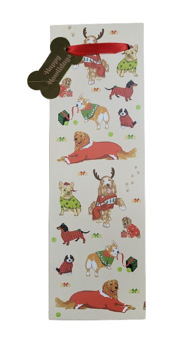 CHRISTMAS DOGS GIFT BAG SINGLE BOTTLE