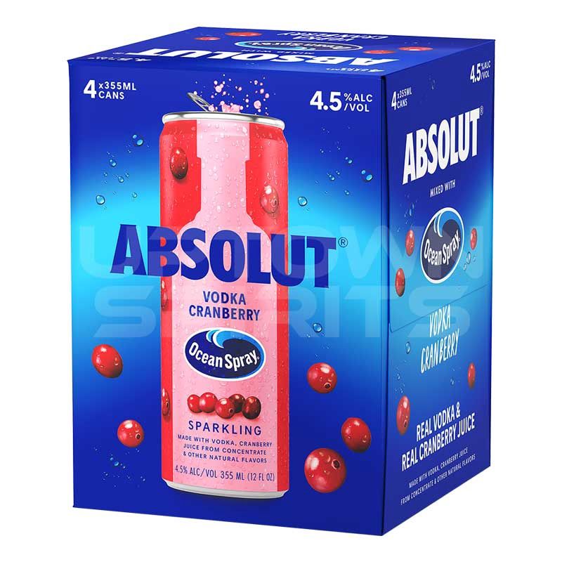 ABSOLUT OCEAN SPRAY VODKA CRANBERRY 4PK