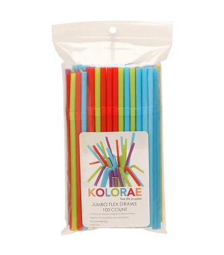 KOLORAE JUMBO FLEX STRAWS 100PK