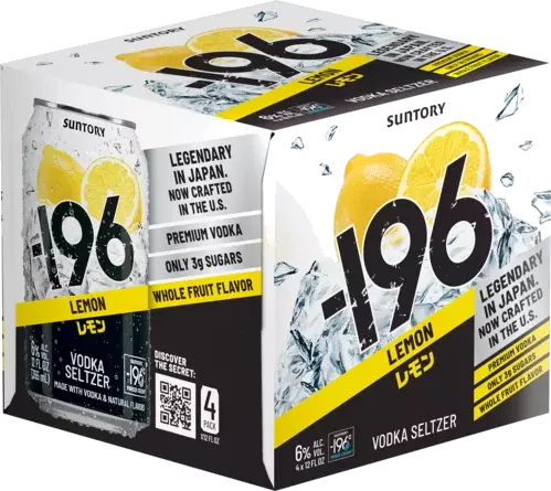 SUNTORY -196 LEMON VODKA SELTZER 4PK