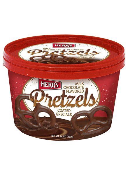 HERRS MILK CHOCOLATE COVERED PRETZELS