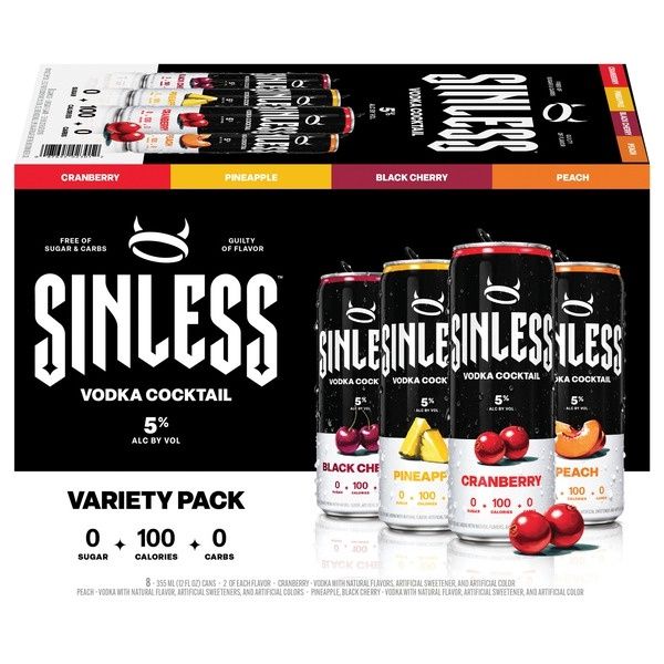 SINLESS VODKA COCKTAIL VARIETY 8PK