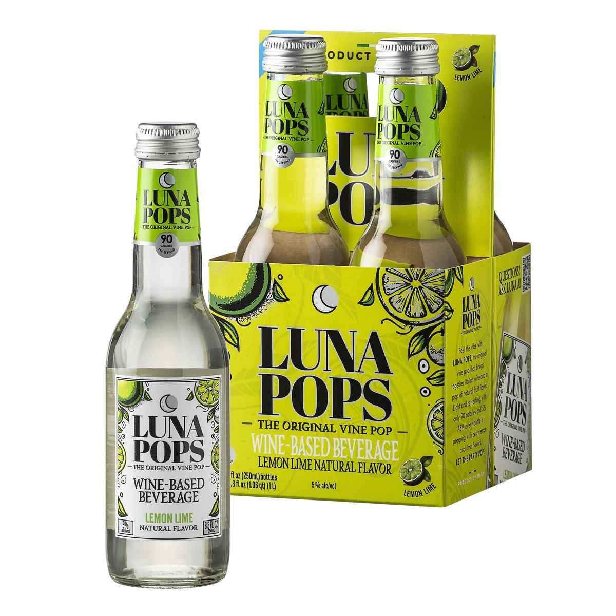 LUNA POPS LEMON LIME 4PK