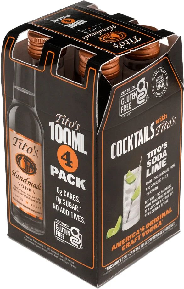 TITOS VODKA 100ML 4PK