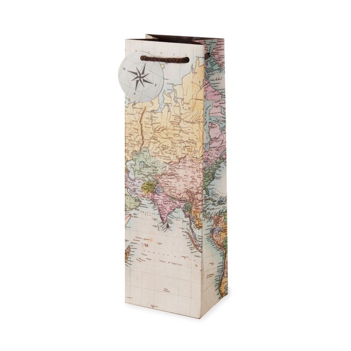 VINTAGE MAP WINE BAG
