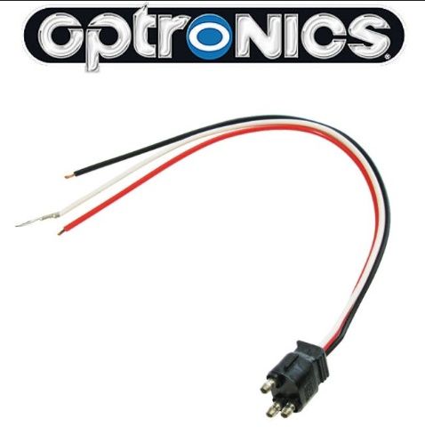 3-Wire Pigtail for Optronics Trailer Lights - 3-Prong PL-3 Plug - 10" Lead