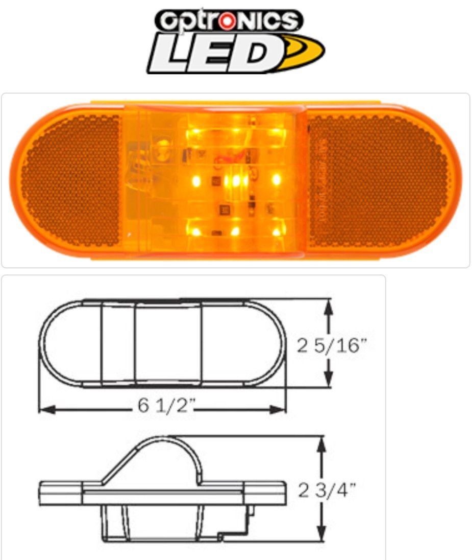 6" Oval Mid-Ship Amber - STL75ab