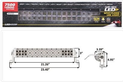 LED 22" spot/flood light bar, hard wired