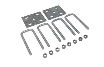 U-Bolt Kit, 2K - 3.5K for 2" Square Axle Tube, 1/2"-20 Rod Diameter, 5 1/2" Long Legs Galvanized Finish