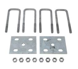 U-Bolt Kit, 2K - 3.5K for 2" Square Axle Tube, 1/2"-20 Rod Diameter, 6 5/8" Long Legs Galvanized Finish