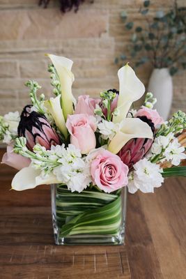 Moo™ – Bold White, Pink &amp; Green Modern Luxury Arrangement - Rhode Island flower delivery