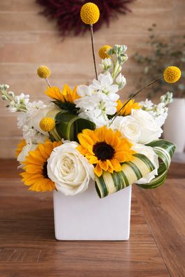 Sun Away™ – Luxury Sunflower &amp; White Rose Arrangement - Rhode Island flower delivery
