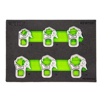 VIM Tools 6 Piece 3/8 Inch Drive Ratcheting Flare Nut Wrench Set (8,10,11,12,13,14 mm)