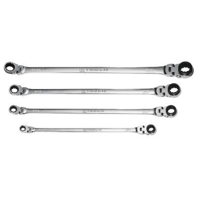 K Tool International Wrench Set 4 Piece Ratcheting Double Flex SAE 120 Tooth