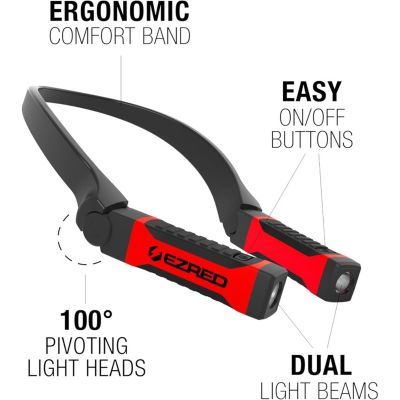 E-Z Red ANYWEAR 200 Lumen Dimmable Neck Light with 2 AA Batteries - Red