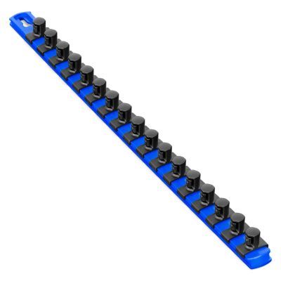 Ernst Mfg. 18” Socket Organizer and 17 Twist Lock Clips - Blue - 1/2”