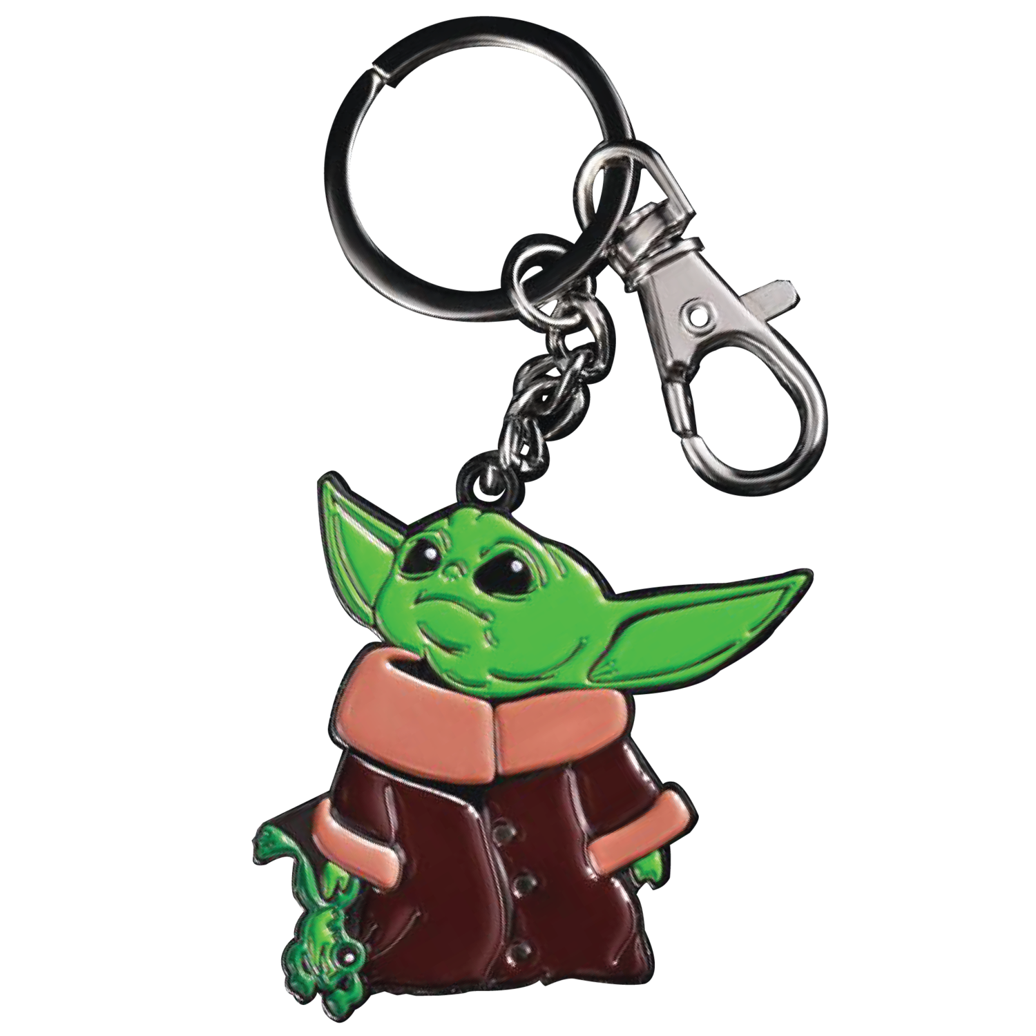 MyPrintOn Baby Yoda 2" with Frog Soft Enamel Nickle Plated Key-Chain with Snap Hook The Child Character from The Star Wars Disney Television Series The Mandalorian