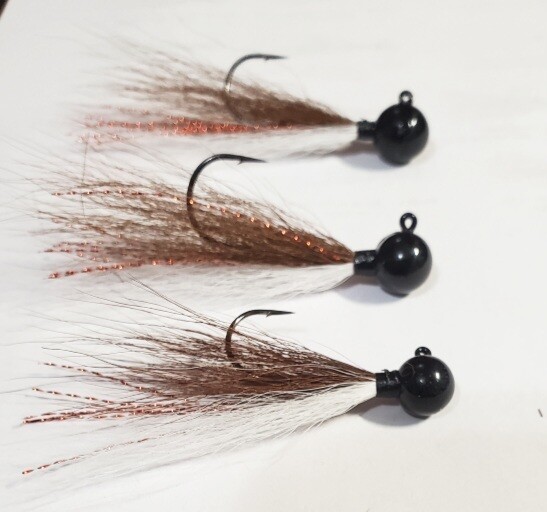 Mic Hammer Tungsten Hair jig, size: 1/4, color: Rootbeer Float