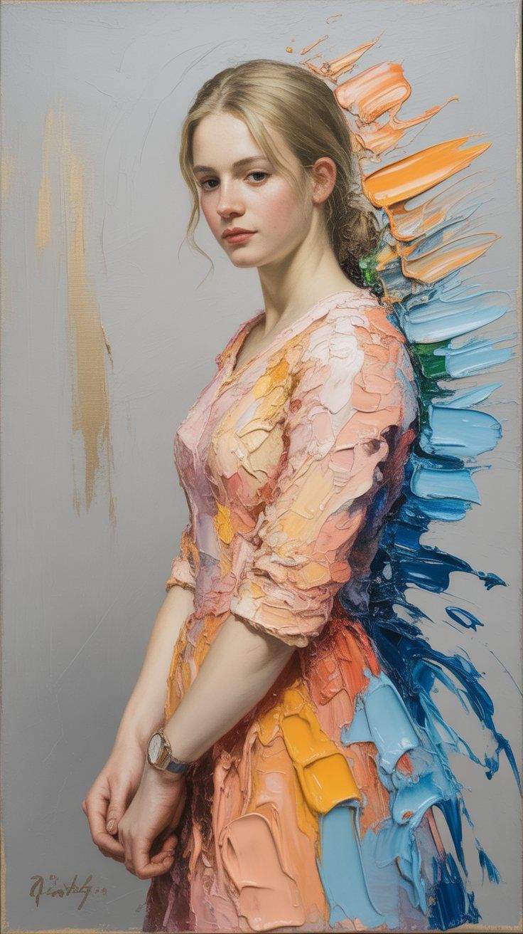 Styl impasto- orientacja pionowa. Darmowa dostawa.*