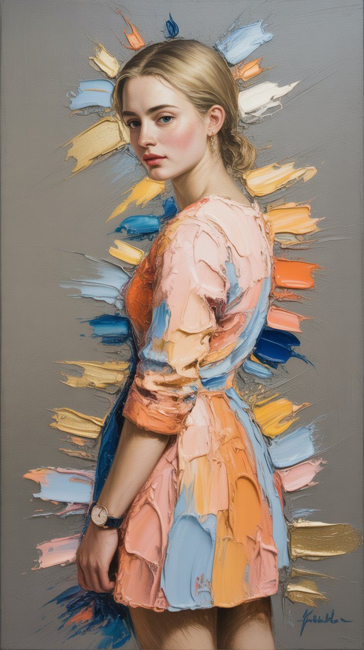 Styl impasto- orientacja pionowa. Darmowa dostawa.*