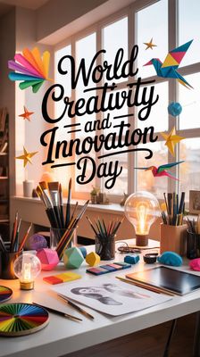 Światowy Dzień Kreatywności i Innowacji - orientacja pionowa. Darmowa dostawa.*