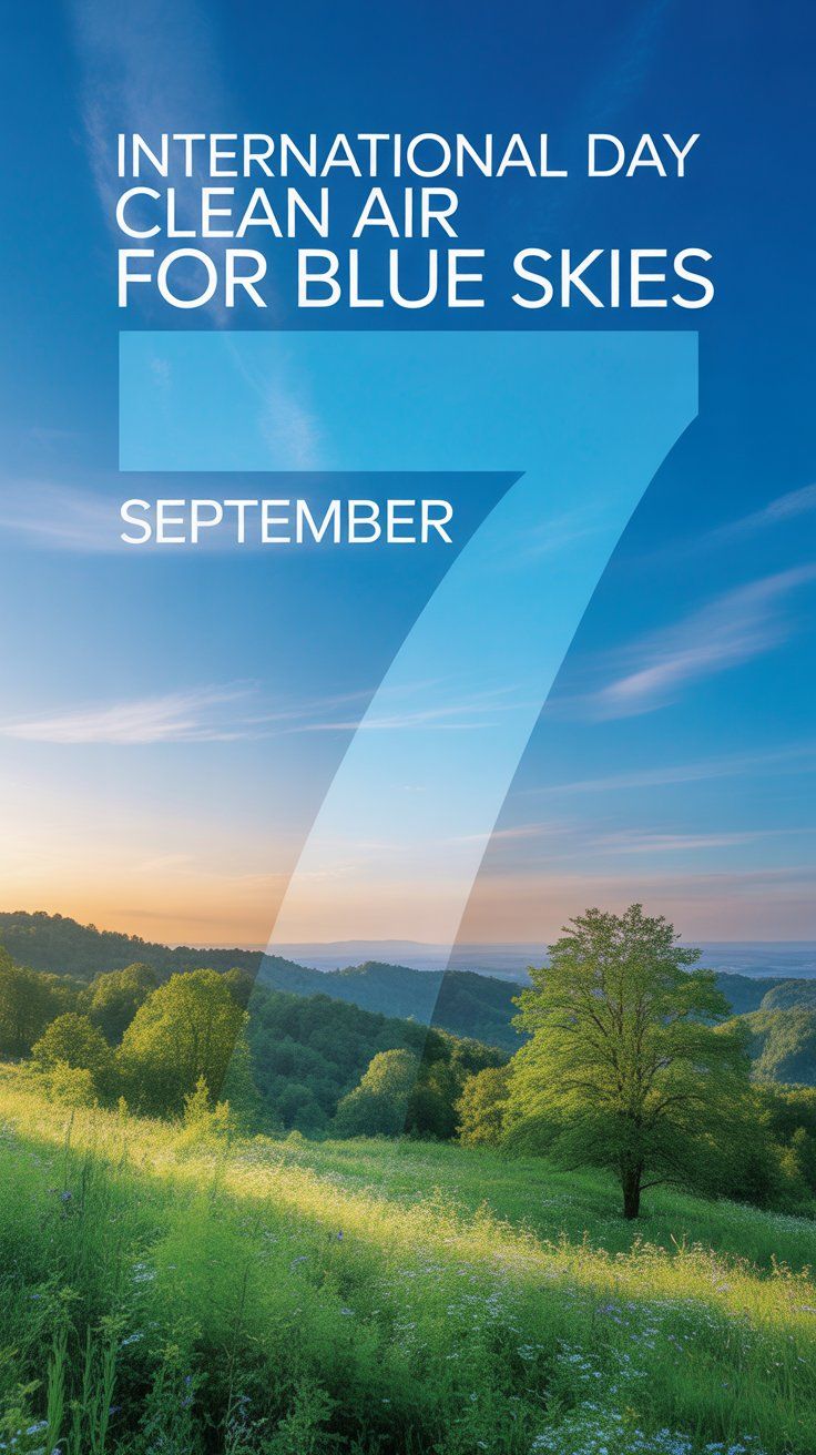 Międzynarodowy Dzień Czystego Powietrza Dla Błękitnego Nieba - orientacja pionowa. Darmowa dostawa.*