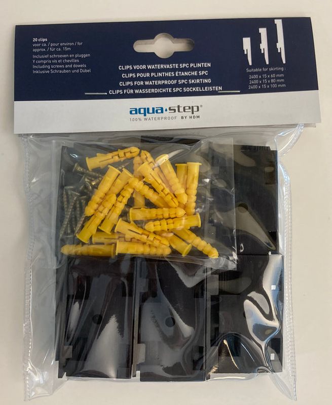 aquastep bevestigingsclips voor plinten 20stuks voor ca 15 lopende meter