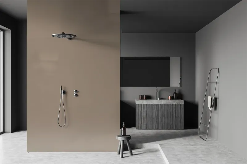acrylic wall taupe 1010*2650mm. 2,915m2. 246,56euro/m2