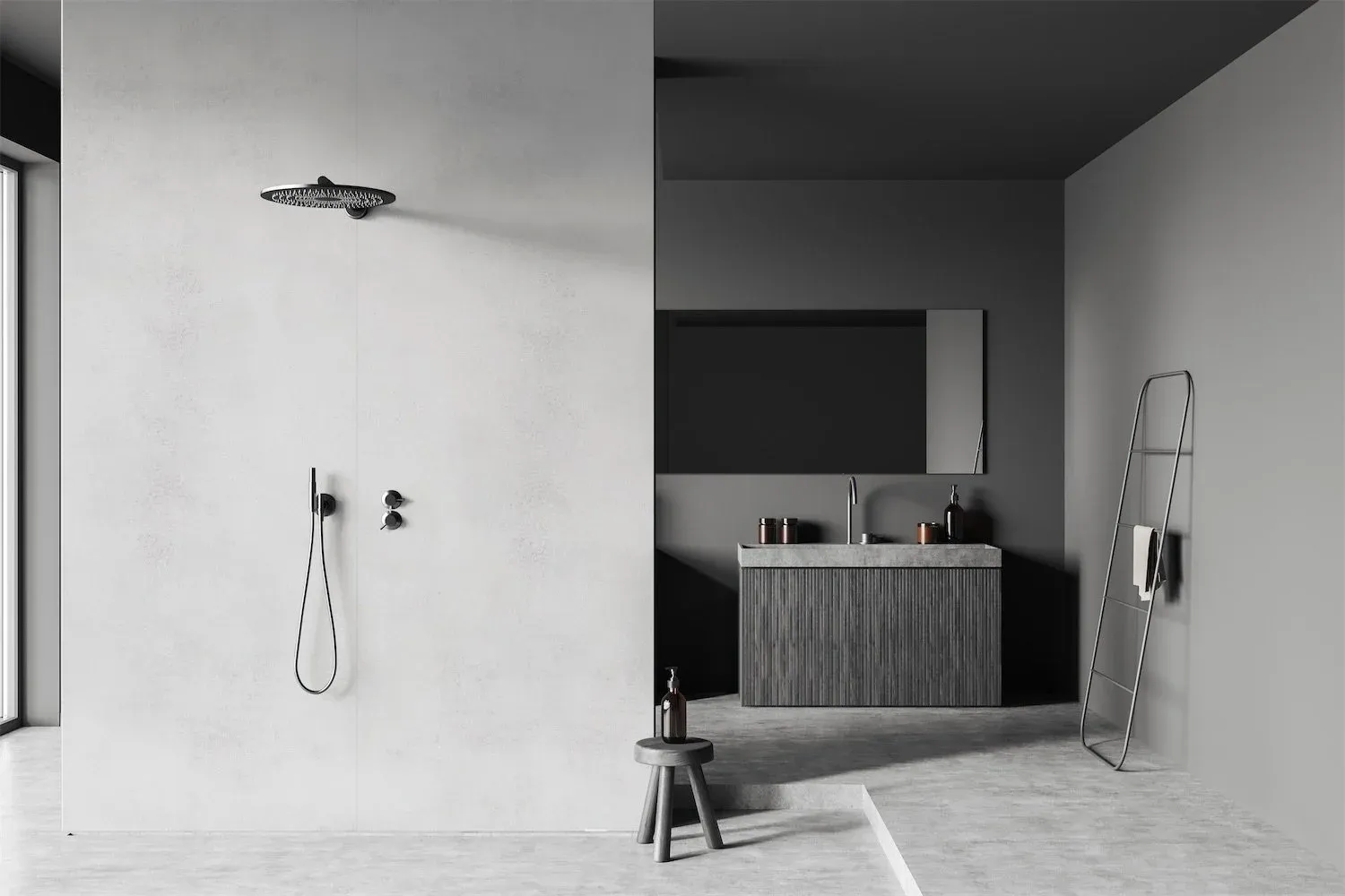 velvet showerwall.  white tadelakt