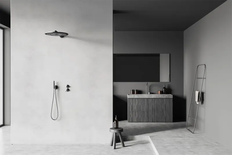 velvet showerwall.  white tadelakt