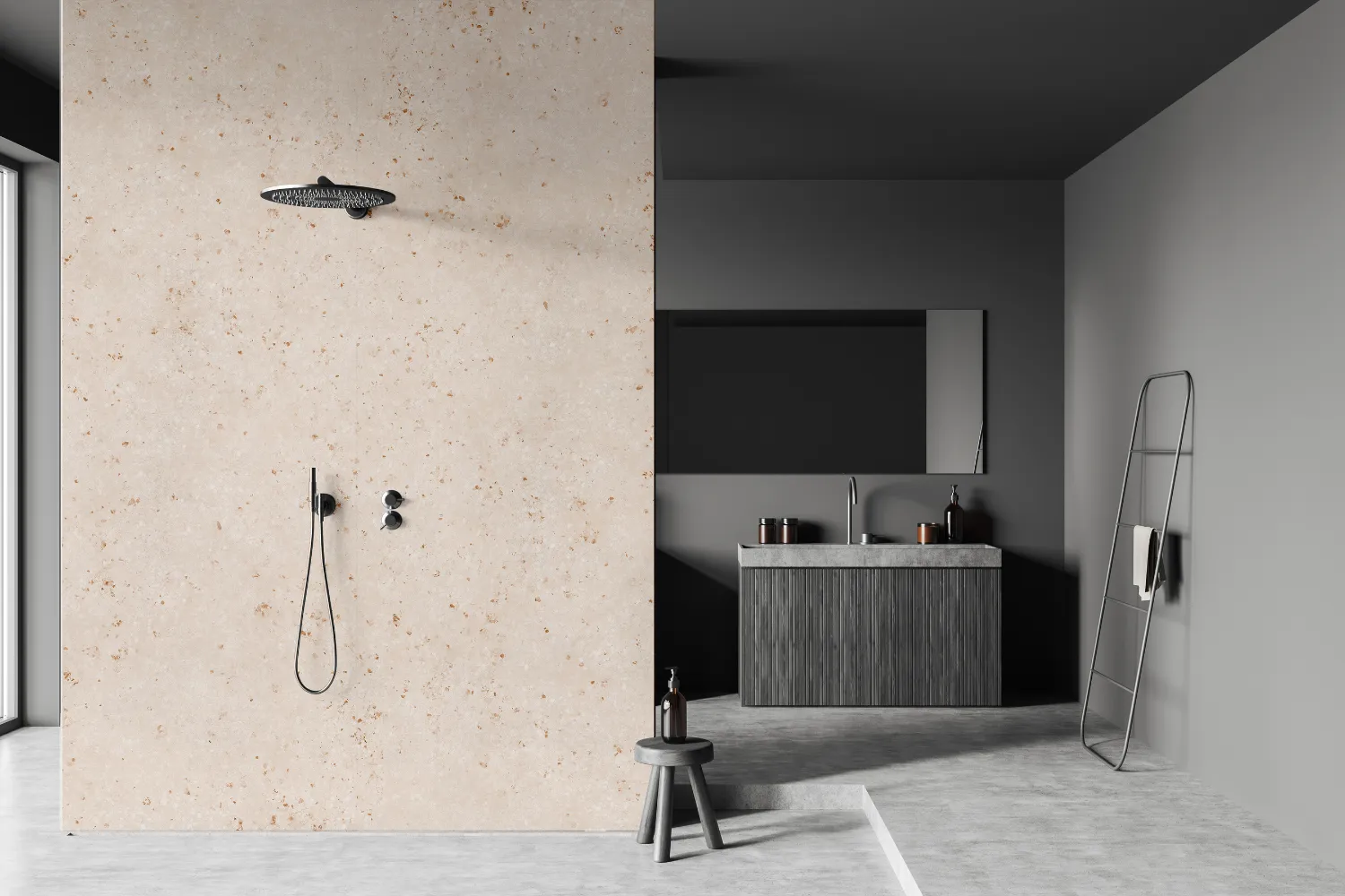 velvet showerwall terrazzo sand