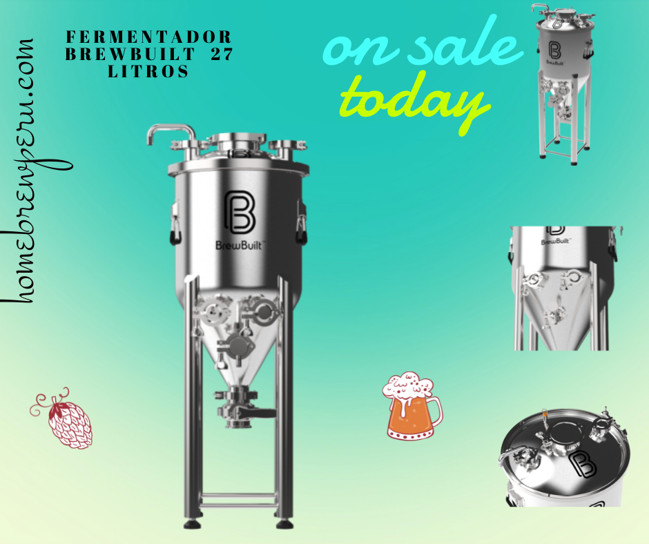 Fermentador Cónico de Acero Inoxidable Marca BrewBuilt 27 litros