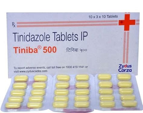 Tiniba (Tinidazole) 500 mg, 300 tablets.