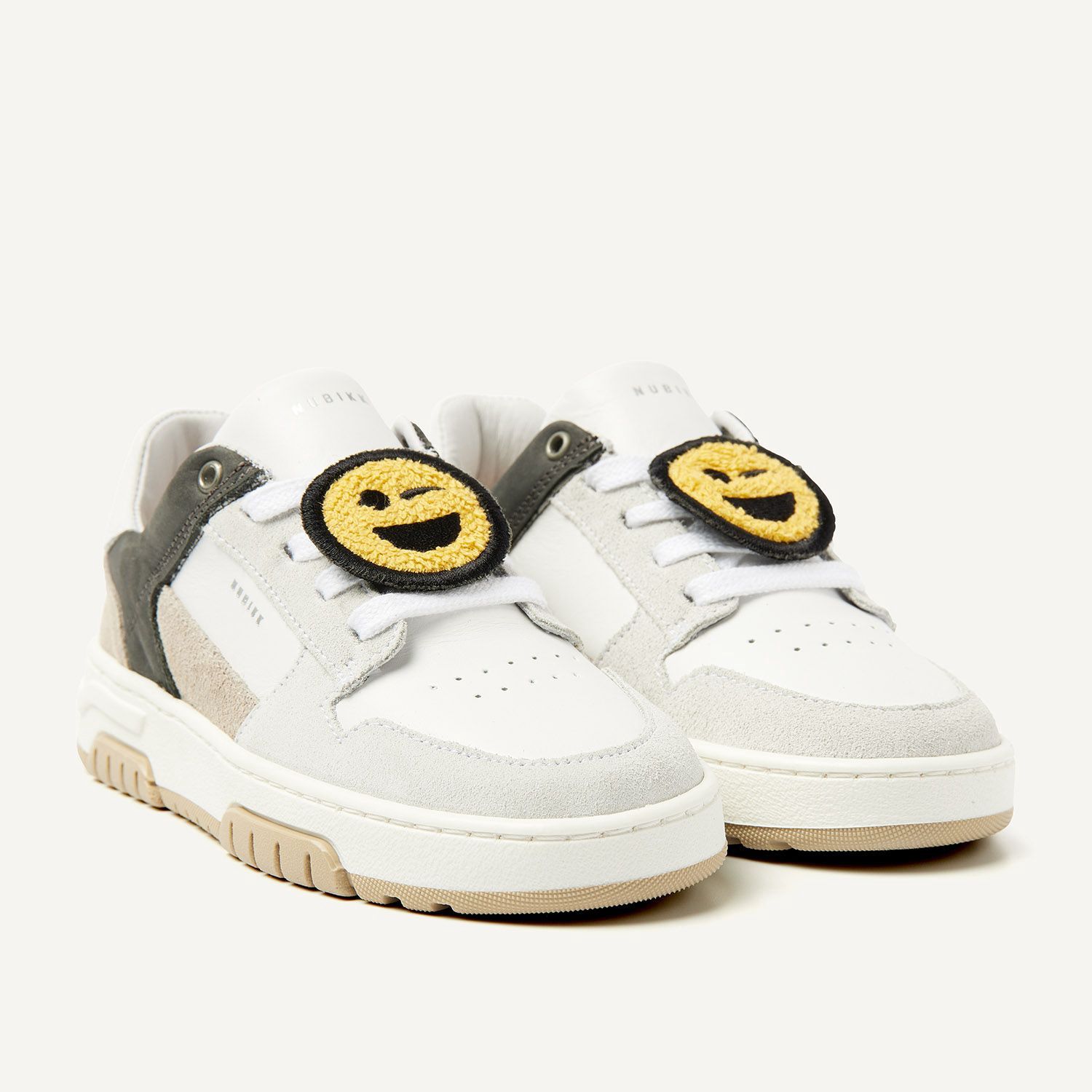 Nubikk Basket Court JR - White/ Grey, Maat: 23